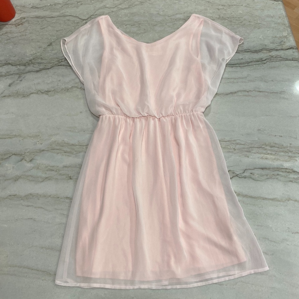 Lush Light Pink Mini Dress Chiffon